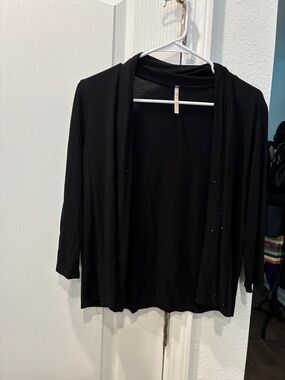 Black Open-Front Women's Cardigan Sweater